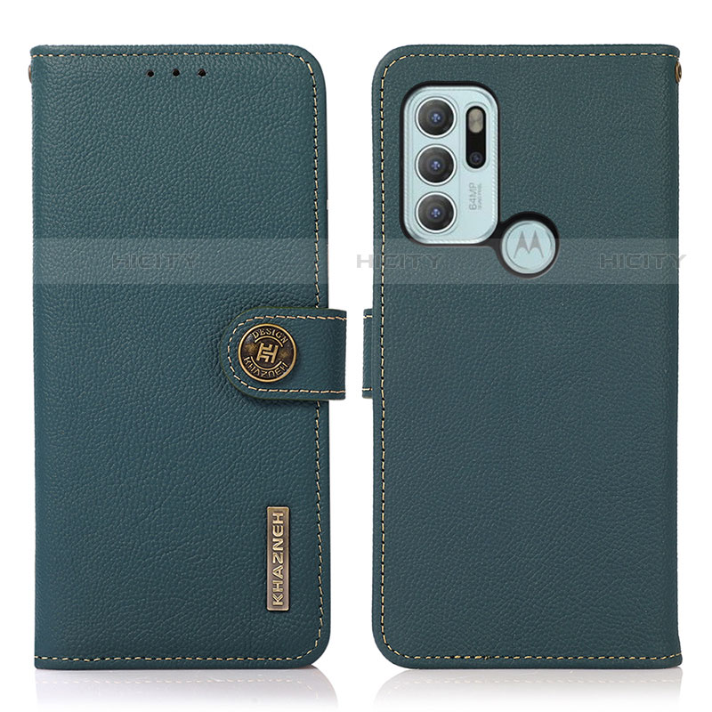 Coque Portefeuille Livre Cuir Etui Clapet B02H pour Motorola Moto G60s Vert Plus