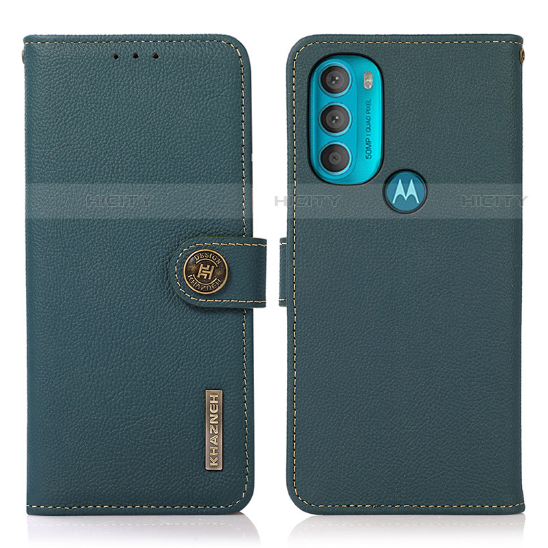 Coque Portefeuille Livre Cuir Etui Clapet B02H pour Motorola Moto G71 5G Vert Plus