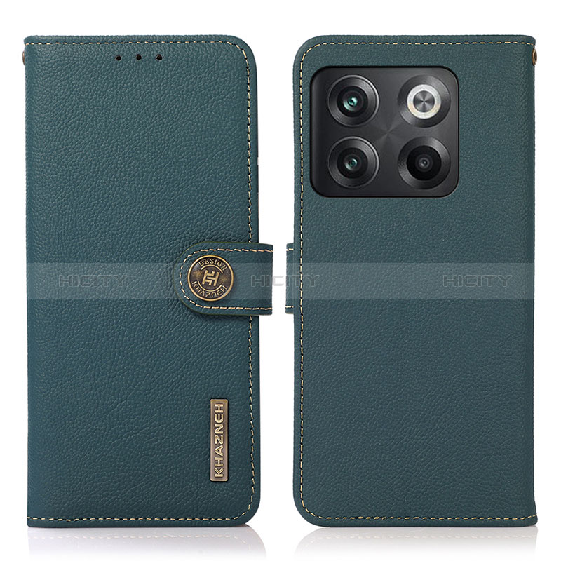 Coque Portefeuille Livre Cuir Etui Clapet B02H pour OnePlus 10T 5G Vert Plus