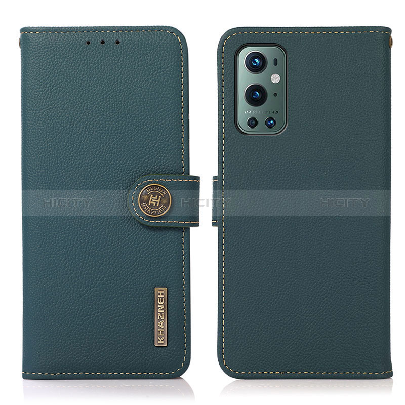 Coque Portefeuille Livre Cuir Etui Clapet B02H pour OnePlus 9 Pro 5G Vert Plus