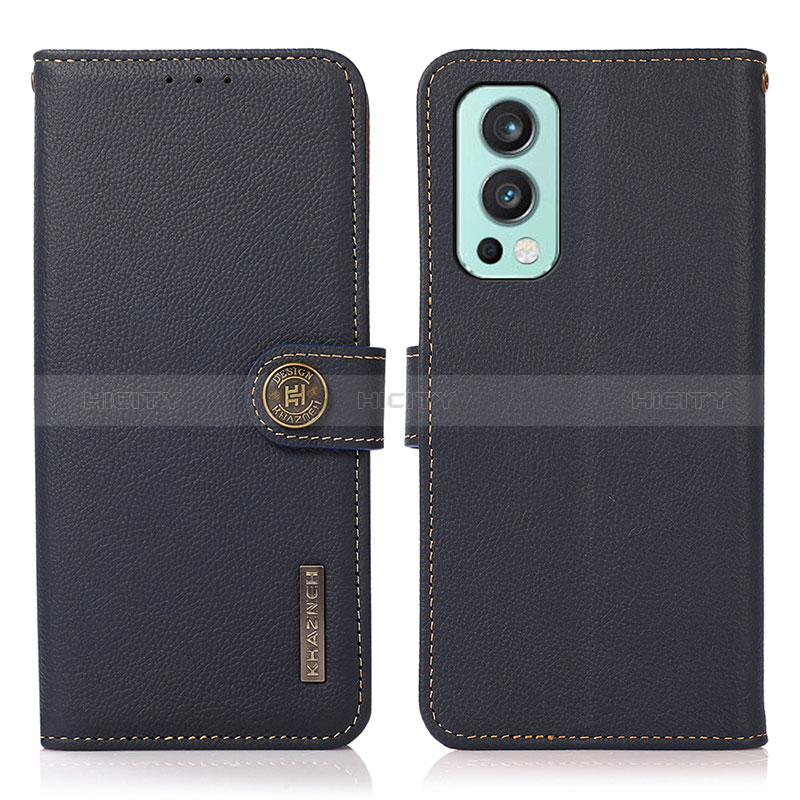 Coque Portefeuille Livre Cuir Etui Clapet B02H pour OnePlus Nord 2 5G Bleu Plus