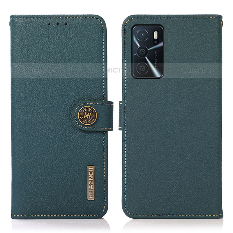 Coque Portefeuille Livre Cuir Etui Clapet B02H pour Oppo A54s Vert Plus