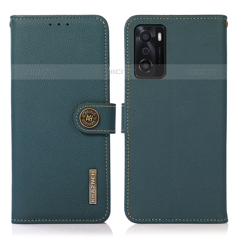 Coque Portefeuille Livre Cuir Etui Clapet B02H pour Oppo A55S 5G Vert Plus