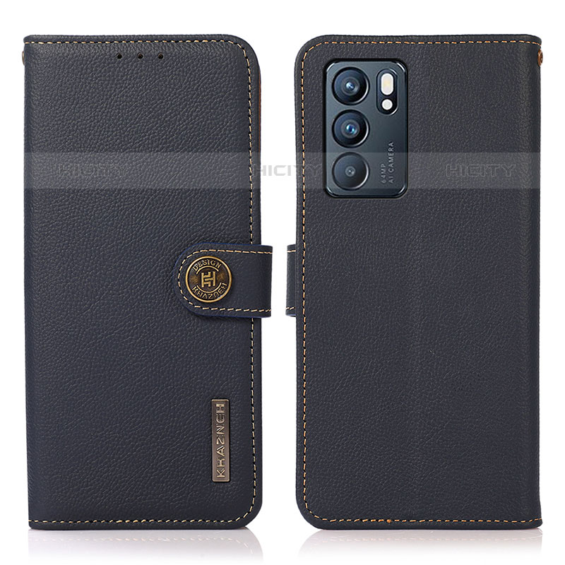 Coque Portefeuille Livre Cuir Etui Clapet B02H pour Oppo Reno6 5G Bleu Plus