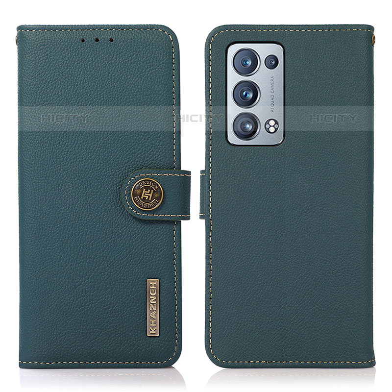 Coque Portefeuille Livre Cuir Etui Clapet B02H pour Oppo Reno6 Pro 5G Vert Plus