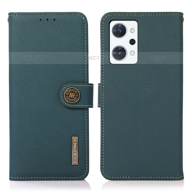 Coque Portefeuille Livre Cuir Etui Clapet B02H pour Oppo Reno7 A Vert Plus