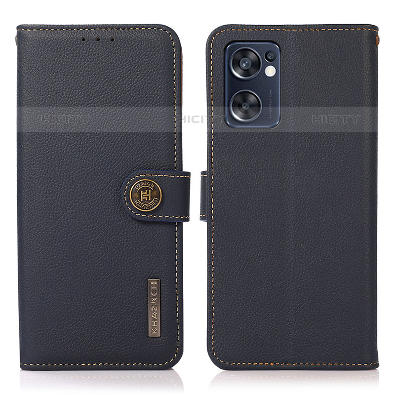 Coque Portefeuille Livre Cuir Etui Clapet B02H pour Oppo Reno7 SE 5G Bleu Plus