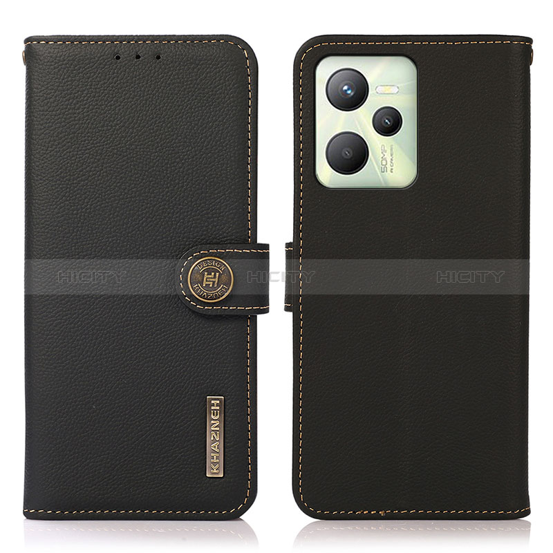 Coque Portefeuille Livre Cuir Etui Clapet B02H pour Realme C35 Noir Plus