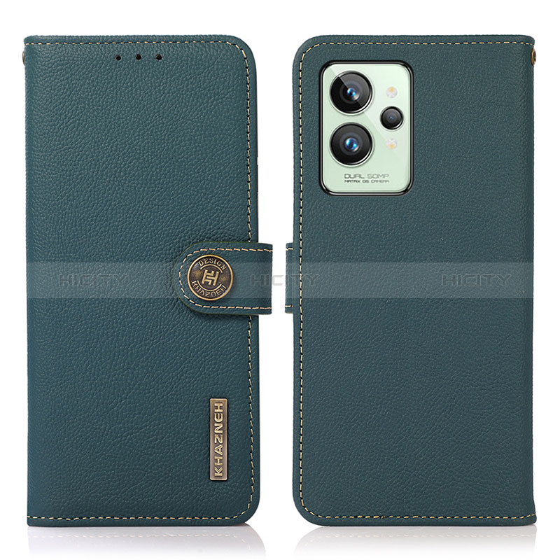 Coque Portefeuille Livre Cuir Etui Clapet B02H pour Realme GT2 Pro 5G Vert Plus