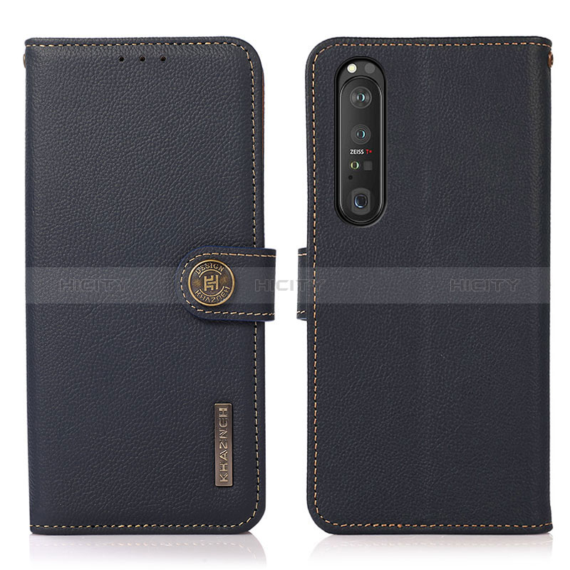 Coque Portefeuille Livre Cuir Etui Clapet B02H pour Sony Xperia 1 III Bleu Plus