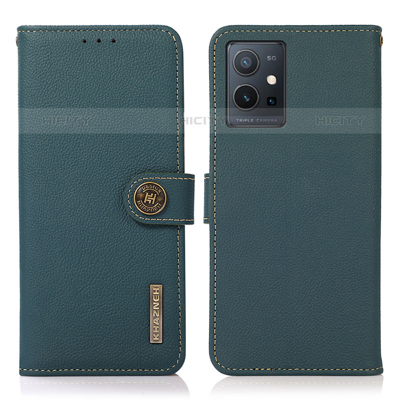 Coque Portefeuille Livre Cuir Etui Clapet B02H pour Vivo iQOO Z6 5G Vert Plus