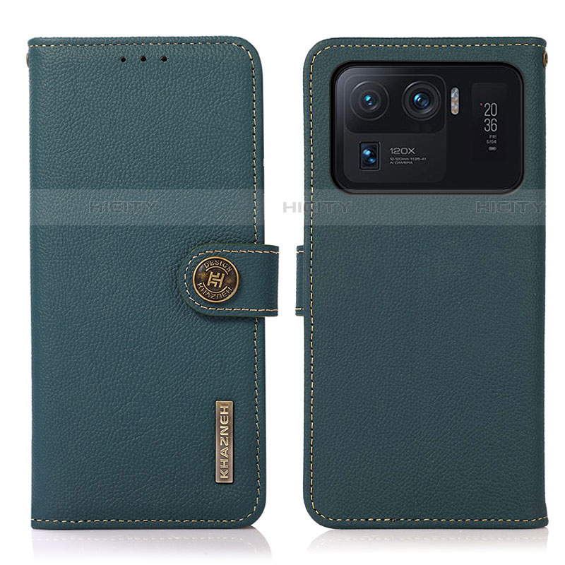 Coque Portefeuille Livre Cuir Etui Clapet B02H pour Xiaomi Mi 11 Ultra 5G Vert Plus