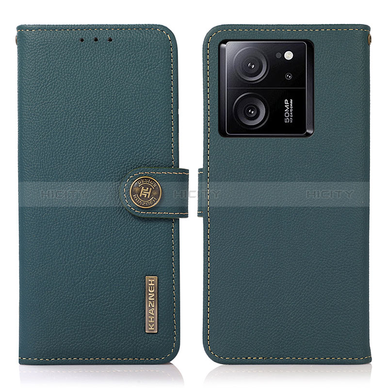 Coque Portefeuille Livre Cuir Etui Clapet B02H pour Xiaomi Mi 13T 5G Vert Plus