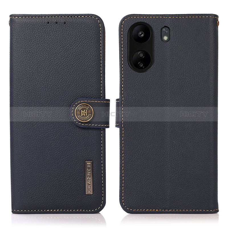 Coque Portefeuille Livre Cuir Etui Clapet B02H pour Xiaomi Poco C65 Bleu Plus