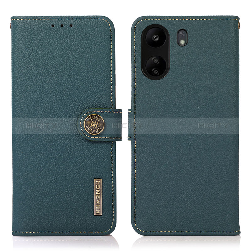 Coque Portefeuille Livre Cuir Etui Clapet B02H pour Xiaomi Poco C65 Vert Plus