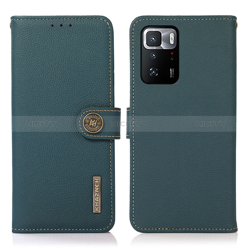 Coque Portefeuille Livre Cuir Etui Clapet B02H pour Xiaomi Poco X3 GT 5G Vert Plus