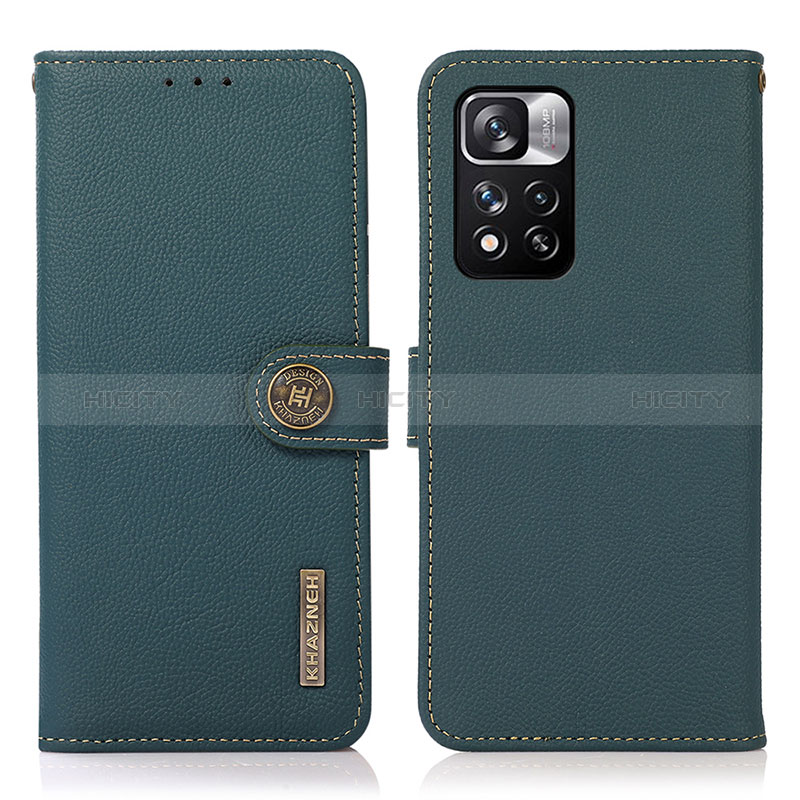 Coque Portefeuille Livre Cuir Etui Clapet B02H pour Xiaomi Redmi Note 11 Pro+ Plus 5G Vert Plus