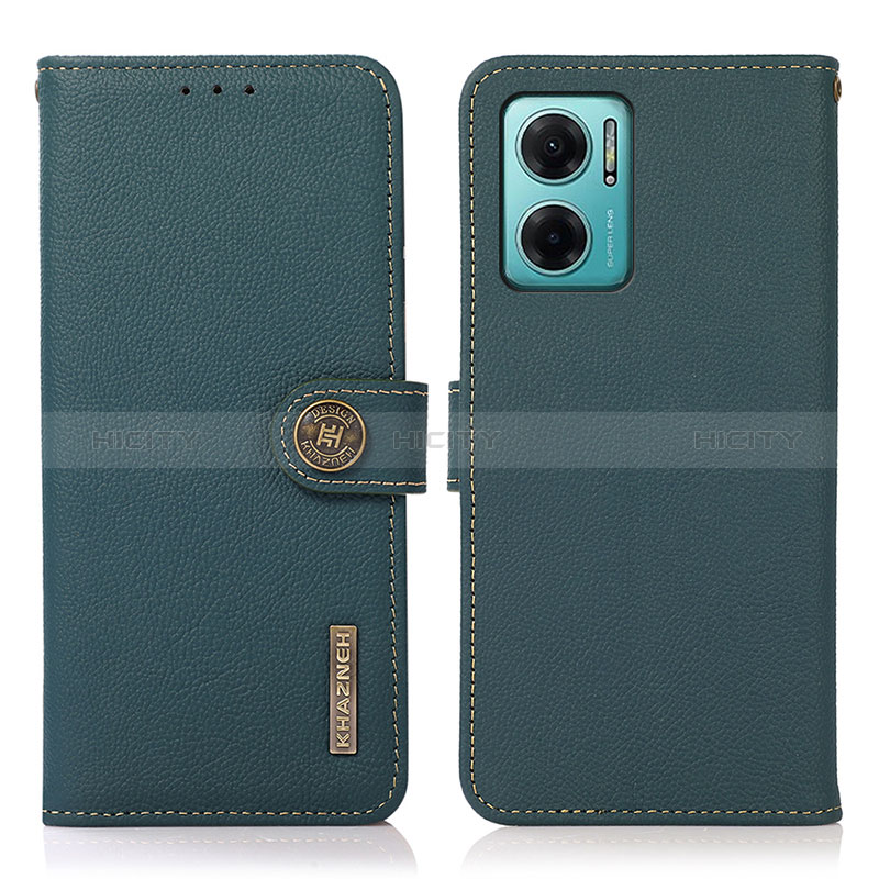 Coque Portefeuille Livre Cuir Etui Clapet B02H pour Xiaomi Redmi Note 11E 5G Vert Plus