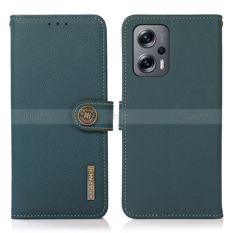 Coque Portefeuille Livre Cuir Etui Clapet B02H pour Xiaomi Redmi Note 12T Pro 5G Vert Plus