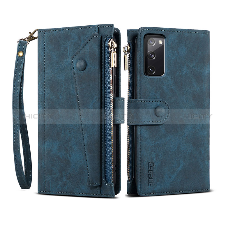 Coque Portefeuille Livre Cuir Etui Clapet B02S pour Samsung Galaxy S20 FE 4G Bleu Plus