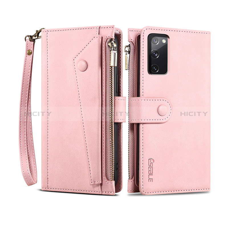 Coque Portefeuille Livre Cuir Etui Clapet B02S pour Samsung Galaxy S20 FE 4G Or Rose Plus