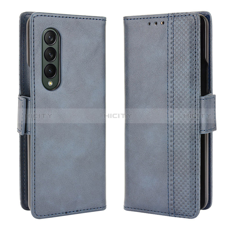 Coque Portefeuille Livre Cuir Etui Clapet B02Y pour Samsung Galaxy Z Fold3 5G Bleu Plus