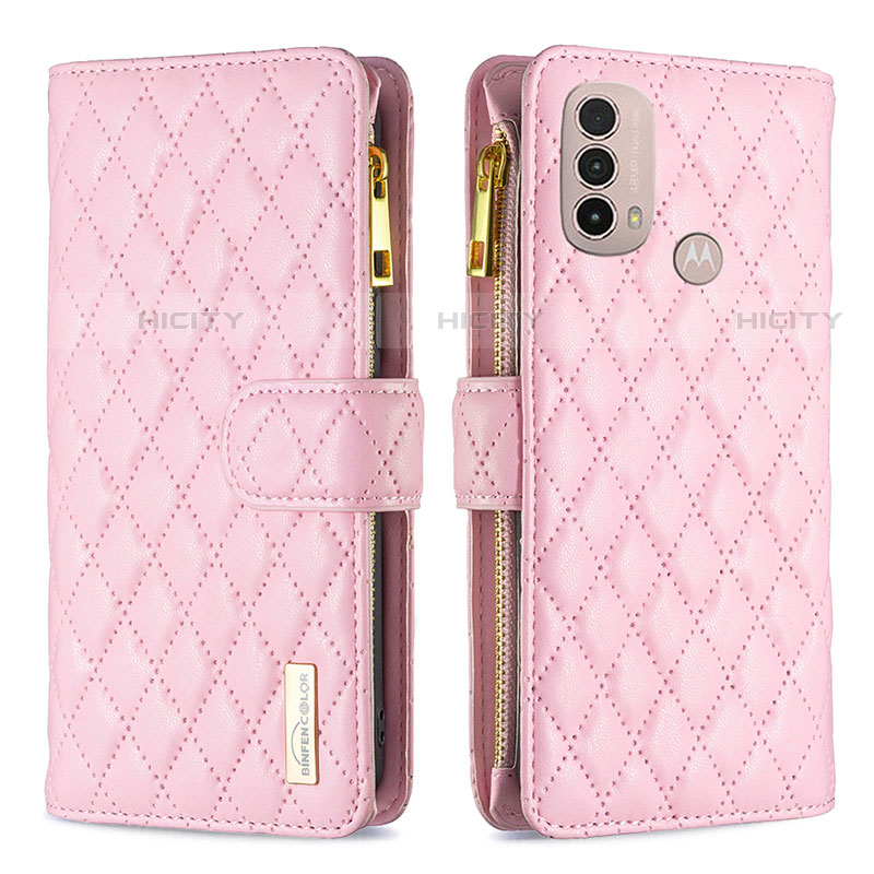 Coque Portefeuille Livre Cuir Etui Clapet B03F pour Motorola Moto E20 Rose Plus