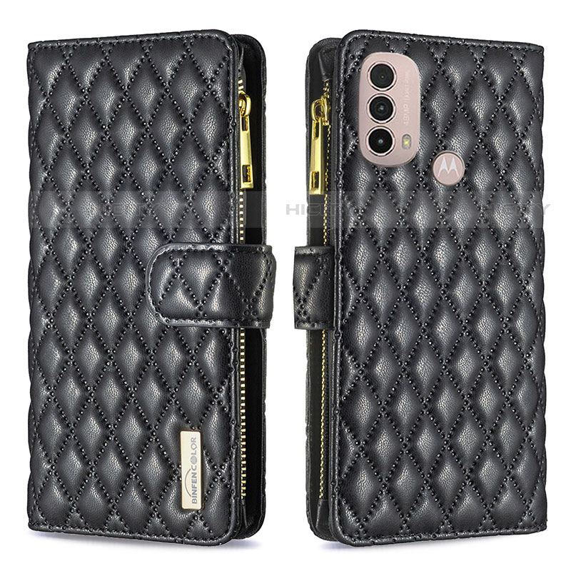 Coque Portefeuille Livre Cuir Etui Clapet B03F pour Motorola Moto E30 Noir Plus