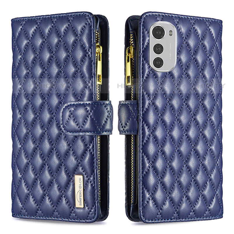 Coque Portefeuille Livre Cuir Etui Clapet B03F pour Motorola Moto E32s Bleu Plus