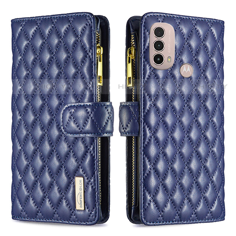 Coque Portefeuille Livre Cuir Etui Clapet B03F pour Motorola Moto E40 Bleu Plus