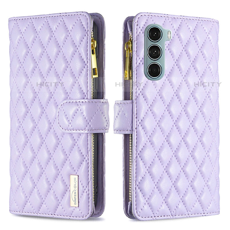 Coque Portefeuille Livre Cuir Etui Clapet B03F pour Motorola Moto G200 5G Violet Plus