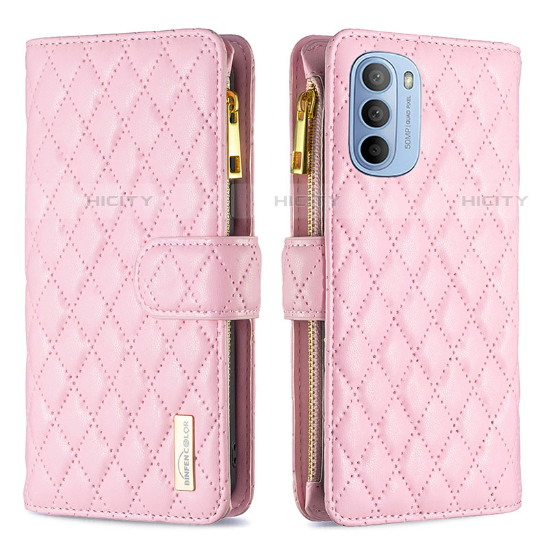 Coque Portefeuille Livre Cuir Etui Clapet B03F pour Motorola Moto G31 Rose Plus