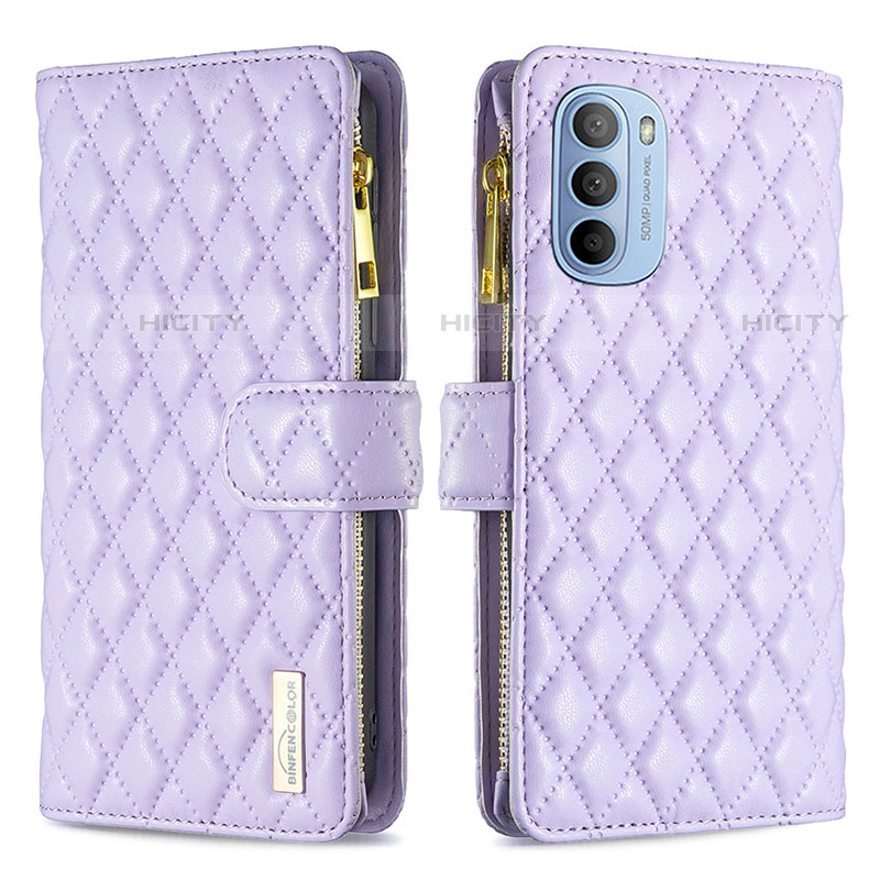 Coque Portefeuille Livre Cuir Etui Clapet B03F pour Motorola Moto G31 Violet Plus