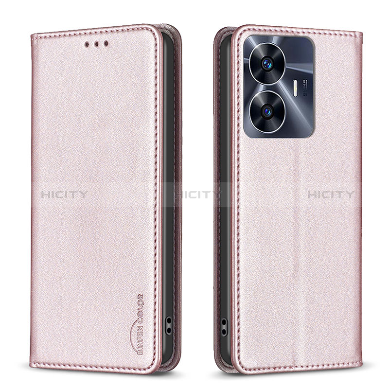 Coque Portefeuille Livre Cuir Etui Clapet B03F pour Realme C55 Or Rose Plus