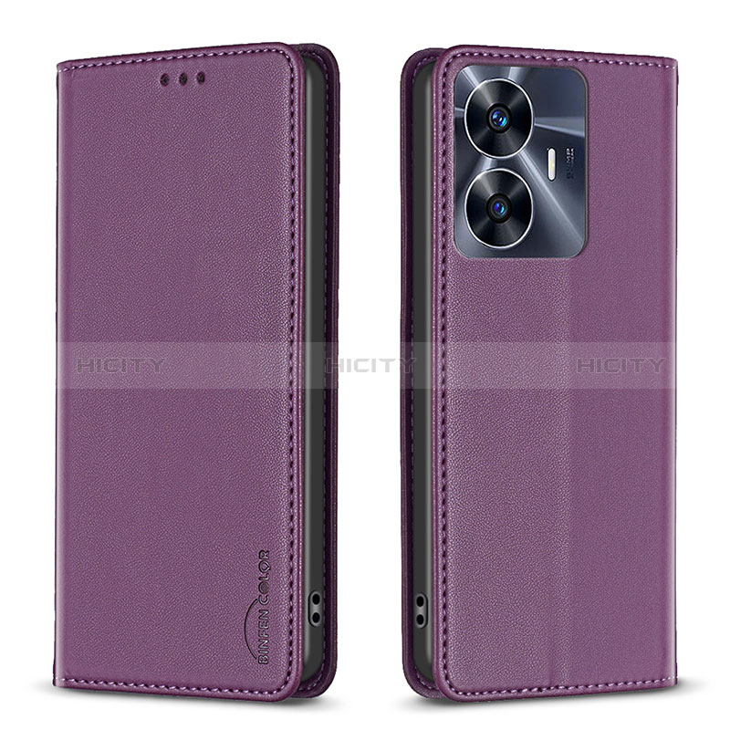 Coque Portefeuille Livre Cuir Etui Clapet B03F pour Realme Narzo N55 Violet Plus