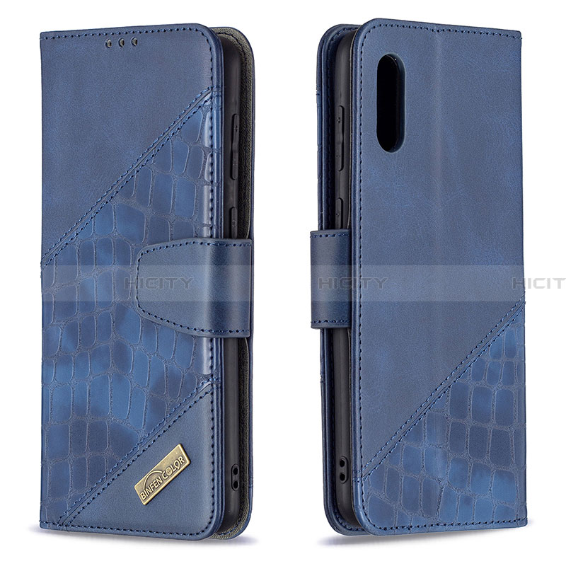 Coque Portefeuille Livre Cuir Etui Clapet B03F pour Samsung Galaxy A02 Bleu Plus