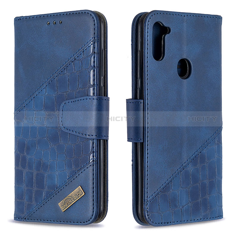 Coque Portefeuille Livre Cuir Etui Clapet B03F pour Samsung Galaxy A11 Bleu Plus