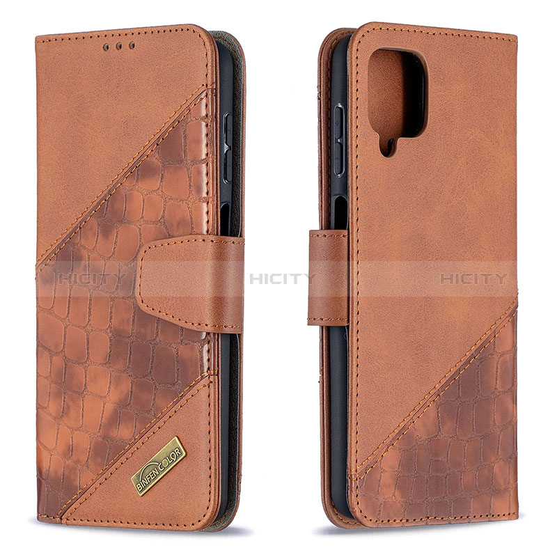 Coque Portefeuille Livre Cuir Etui Clapet B03F pour Samsung Galaxy A12 5G Marron Plus