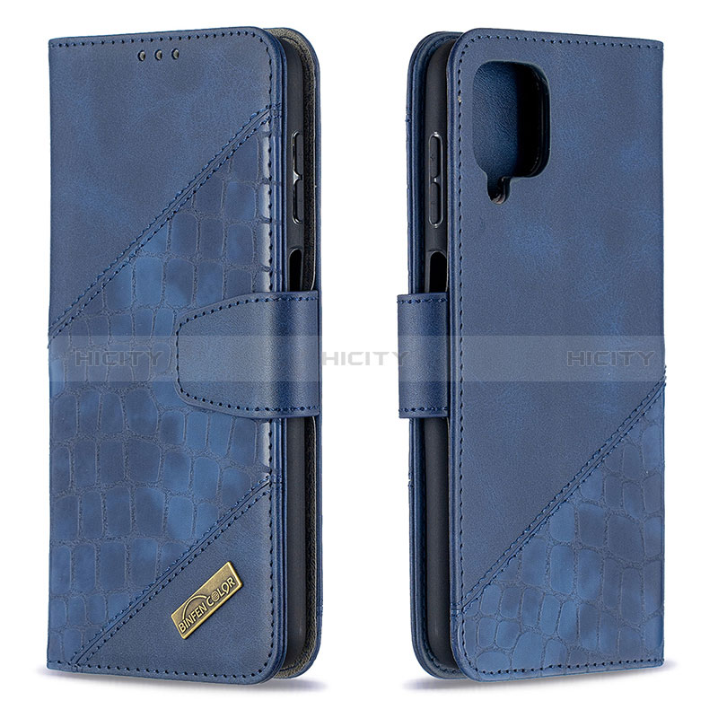 Coque Portefeuille Livre Cuir Etui Clapet B03F pour Samsung Galaxy A12 Bleu Plus