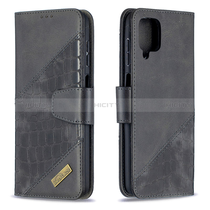 Coque Portefeuille Livre Cuir Etui Clapet B03F pour Samsung Galaxy A12 Nacho Noir Plus