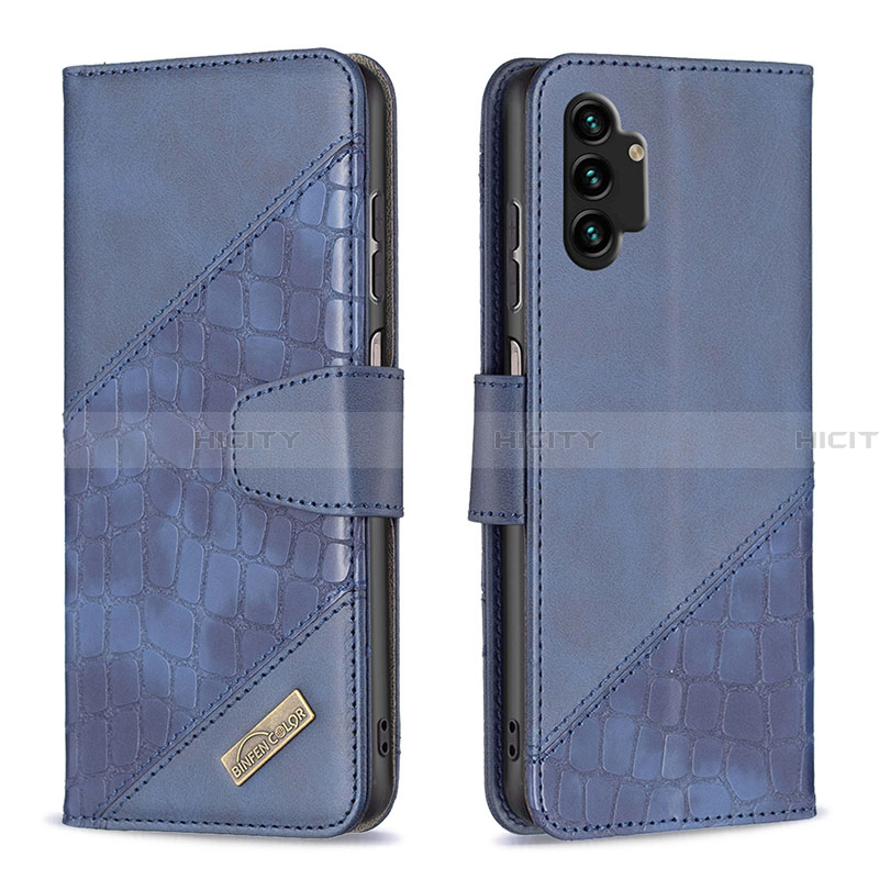 Coque Portefeuille Livre Cuir Etui Clapet B03F pour Samsung Galaxy A13 4G Bleu Plus