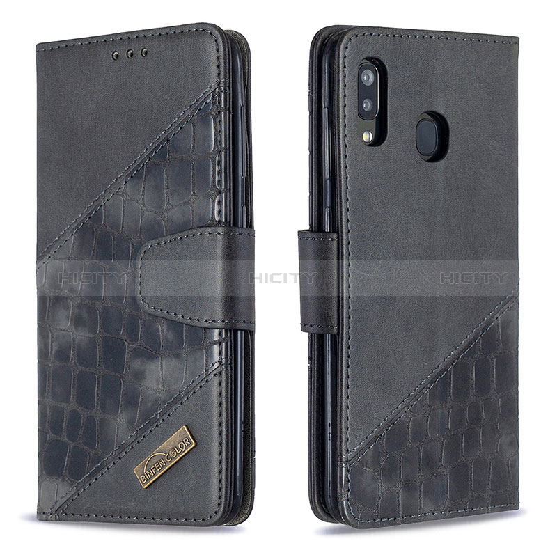 Coque Portefeuille Livre Cuir Etui Clapet B03F pour Samsung Galaxy A20 Noir Plus