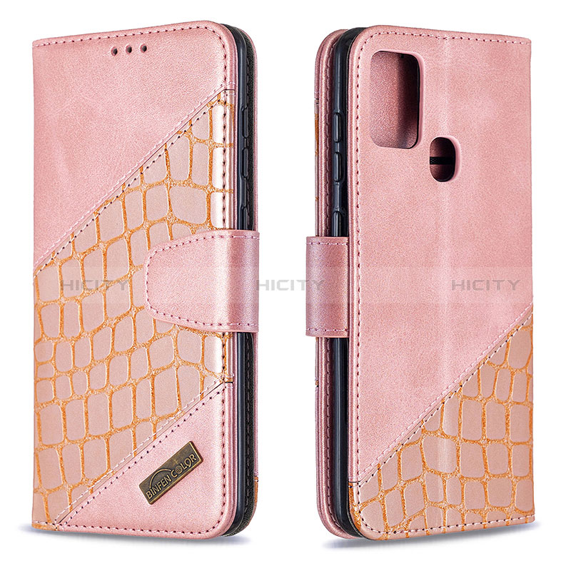 Coque Portefeuille Livre Cuir Etui Clapet B03F pour Samsung Galaxy A21s Or Rose Plus