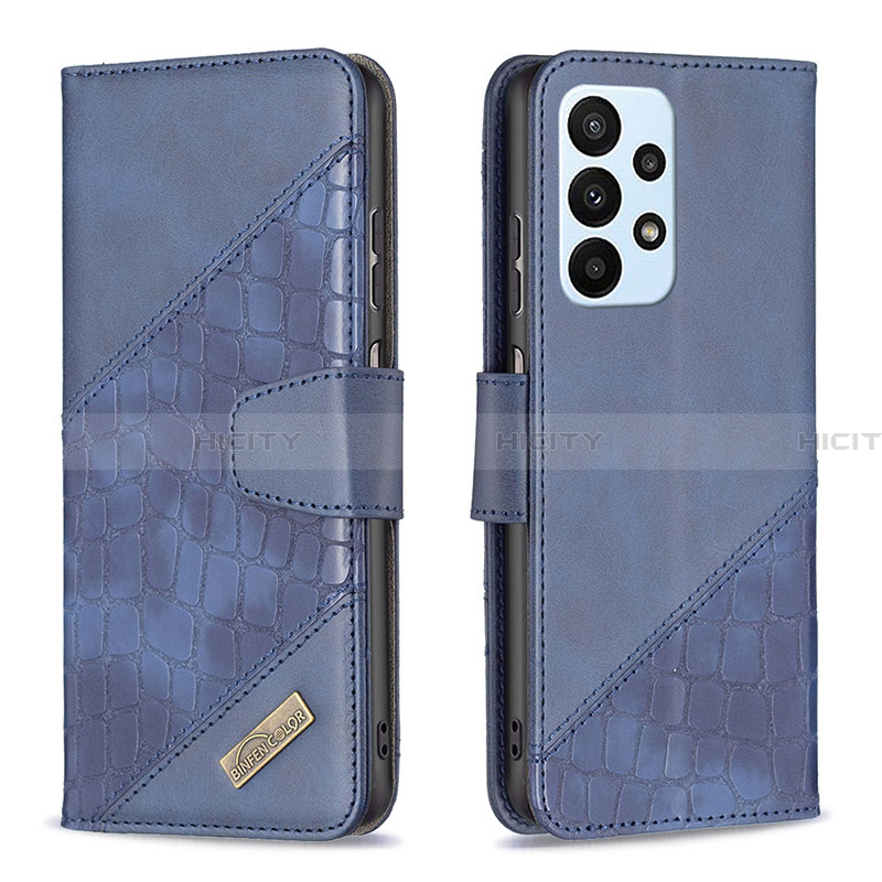 Coque Portefeuille Livre Cuir Etui Clapet B03F pour Samsung Galaxy A23 4G Bleu Plus