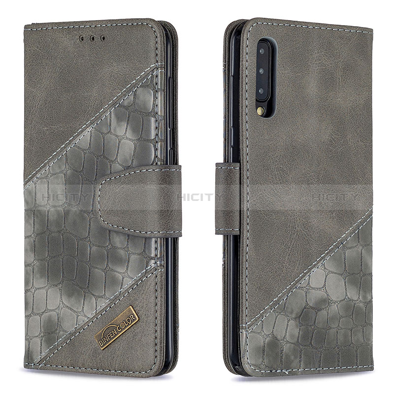 Coque Portefeuille Livre Cuir Etui Clapet B03F pour Samsung Galaxy A30S Gris Fonce Plus