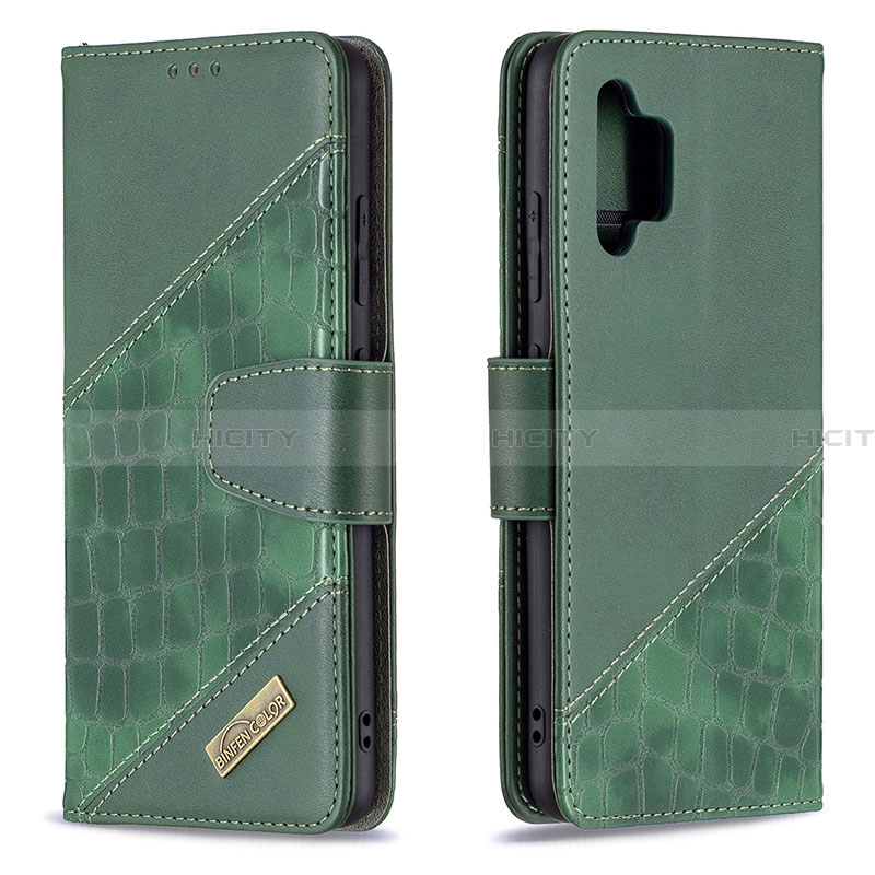 Coque Portefeuille Livre Cuir Etui Clapet B03F pour Samsung Galaxy A32 5G Vert Plus