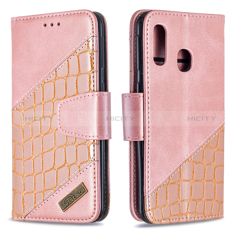 Coque Portefeuille Livre Cuir Etui Clapet B03F pour Samsung Galaxy A40 Or Rose Plus