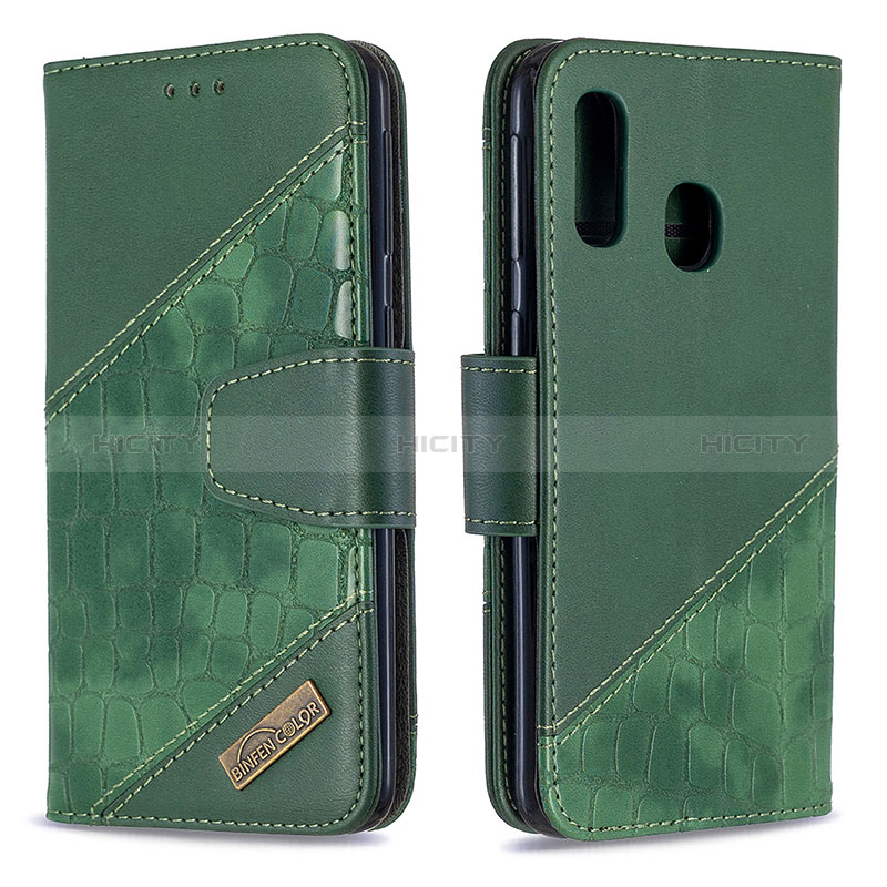 Coque Portefeuille Livre Cuir Etui Clapet B03F pour Samsung Galaxy A40 Vert Plus