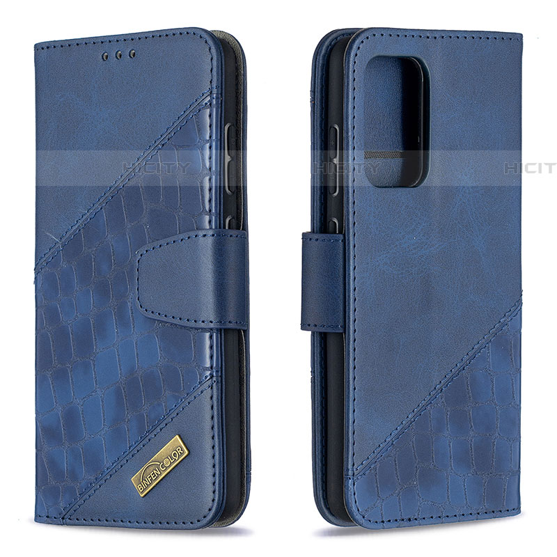 Coque Portefeuille Livre Cuir Etui Clapet B03F pour Samsung Galaxy A52 5G Bleu Plus