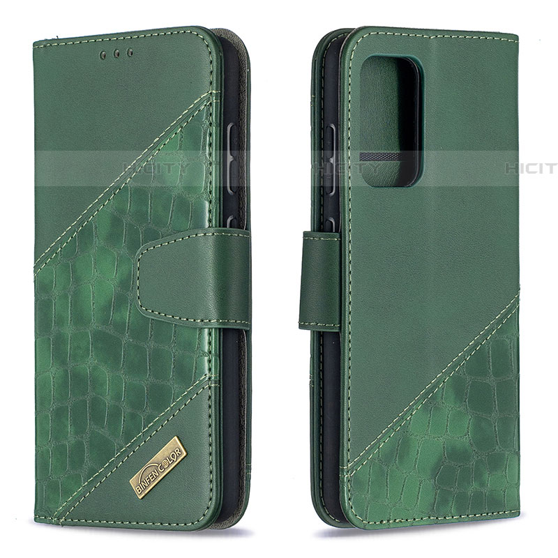 Coque Portefeuille Livre Cuir Etui Clapet B03F pour Samsung Galaxy A52 5G Vert Plus